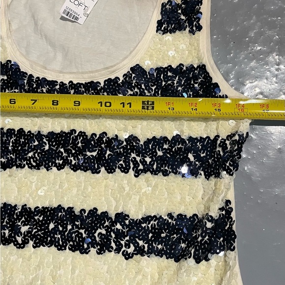 LOFT Navy and White Sequin Tank Top - Picture 3 of 6